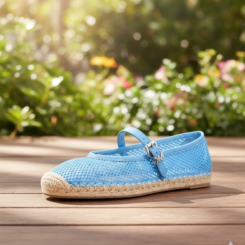 MICHAEL Michael Kors Women's Lynn Blue Mesh Ballet Espadrille Size 10 - Picture 2 of 11